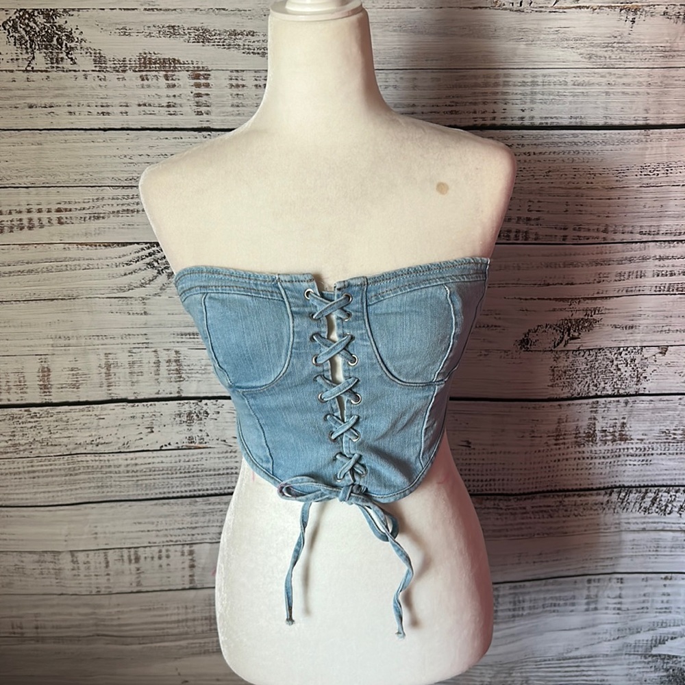 Denim crop top from shein size large